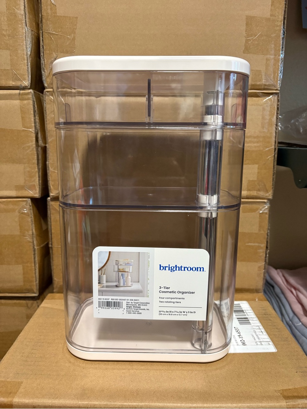 brightroom 3-Tier Clear & White Makeup Organizer